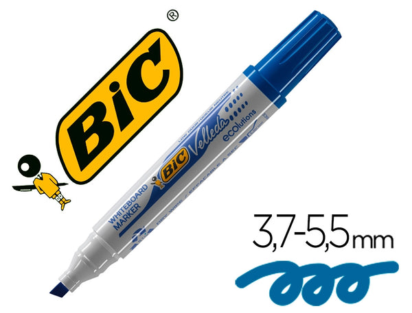 Marcador Quadro Branco Bic Velleda Azul 1751 Biselada Cx.12