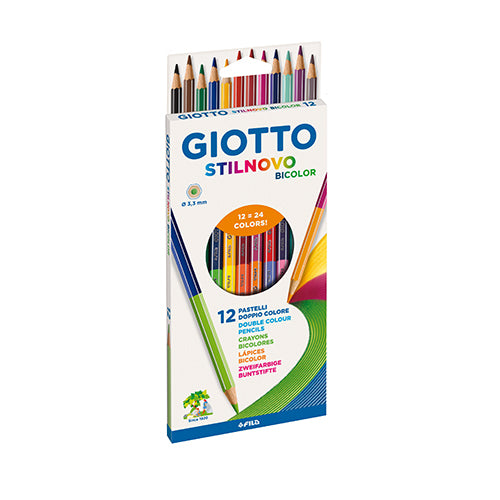 12 Lápis Cor 2 Pontas Bicolor Giotto Stilnovo