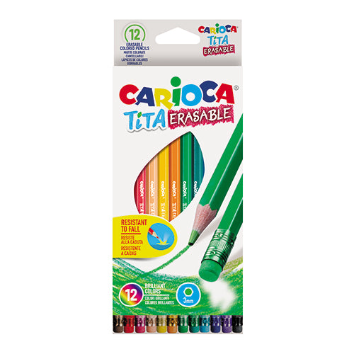 12 Lápis Cor Longos com Borracha Carioca Tita