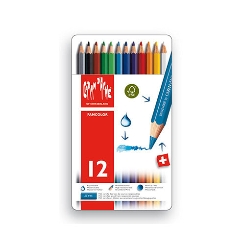 Lápis Cor Caran D'Ache  Fancolor Cx.12 Metal