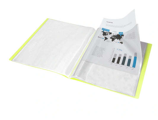 Portfólio A4 30 Bolsas Amarelo Fluorescente Opaco