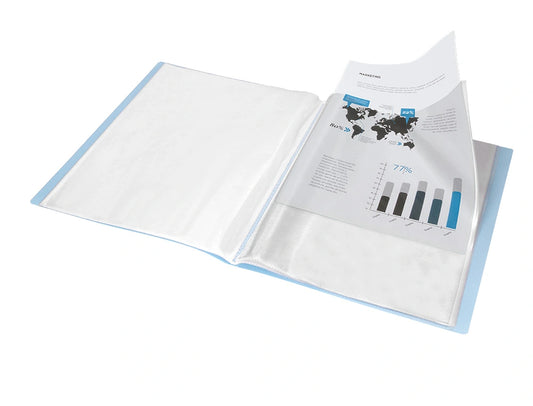 Portfólio A4 30 Bolsas Azul Celeste Opaco