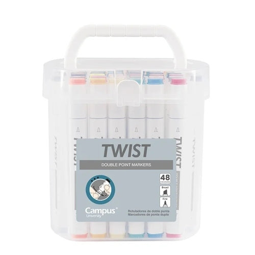 Marcadores Campus Sketch Marker 2 Pontas Twist - 48 Unidades