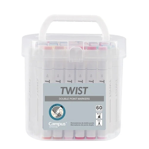 Marcadores Campus Sketch Marker 2 Pontas Twist - 60 Unidades
