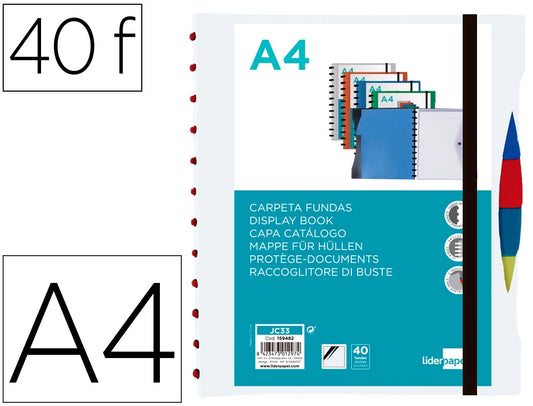 Portfólio A4 40 Bolsas, Envelope e Separadores Transparente
