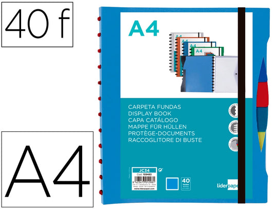 Portfólio A4 40 Bolsas, Envelope e Separadores Azul