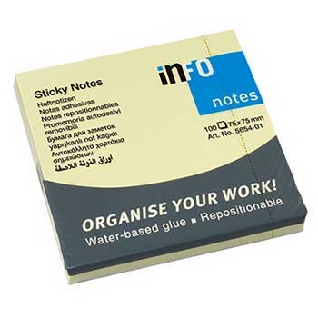 Bloco Notas Aderentes 75x75mm Amarelo 100 Folhas Pack 12