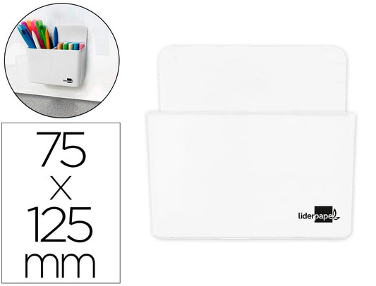 Porta Lapis Liderpapel Plastico Magnetico Branco 125x75x40mm
