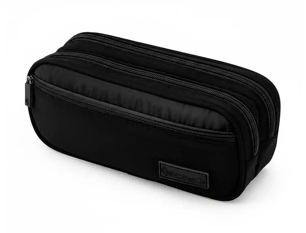 Estojo Escolar Duo 3 Fechos Bolso Frontal Preto