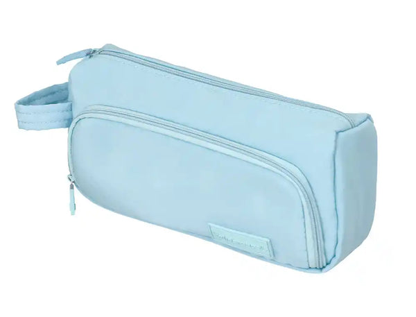 Estojo Escolar Minibag 2 Fechos Bolso Interior Azul Pastel