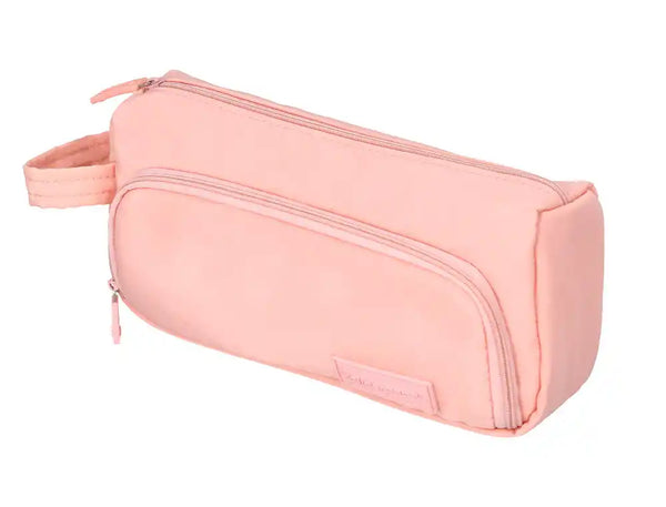 Estojo Escolar Minibag 2 Fechos Bolso Interior Rosa Pastel
