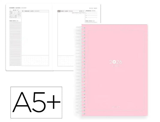 Agenda 2026 Diária Espiral Antartik Essentials A5+ Rosa