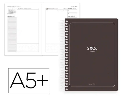 Agenda 2026 Diária Espiral Antartik Essentials A5+ Preto