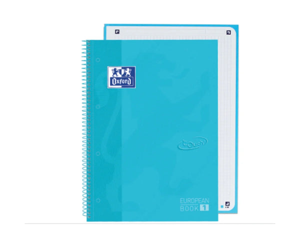 Caderno Espiral A4 Oxford Touch Capa Dura Azul Pastel Xadrez
