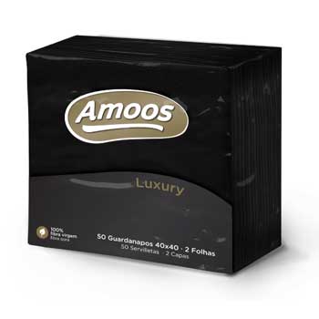 Guardanapos 40x40 2Fls Preto Amoos Luxury 100un