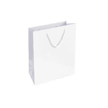 Saco Papel Couché Branco 200g 24x10x31cm c/ Asas Cordão 10un