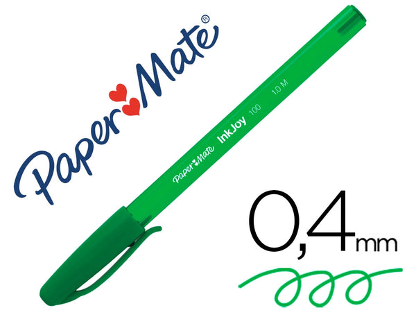 Esferográfica Paper Mate Inkjoy 100 Cap 1.0mm Verde