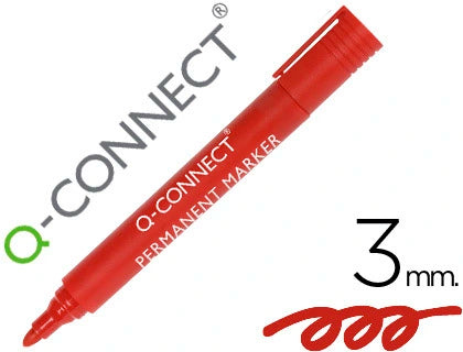 Marcador Permanente Q-Connect Ponta Redonda 3mm Vermelho