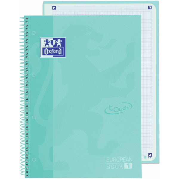 Caderno Espiral A4 Oxford Touch Capa Dura Menta Xadrez
