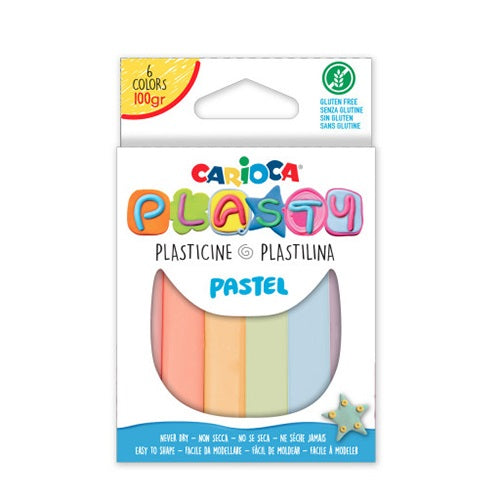 Plasticina Carioca Plasty Pastel 100gr 6 Cores