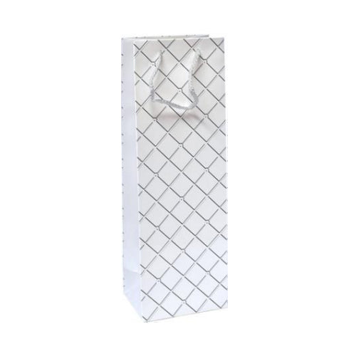 Saco para 1 Garrafa Asa Cordão 12x9x6cm Branco Brilhante