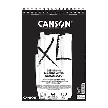Bloco Espiralado Canson XL Dessin Noir A4 150gr 40 Folhas