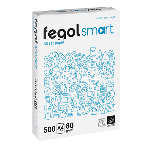 Papel 80gr Fotocopia A4 Fegol Smart Caixa 5 resmas