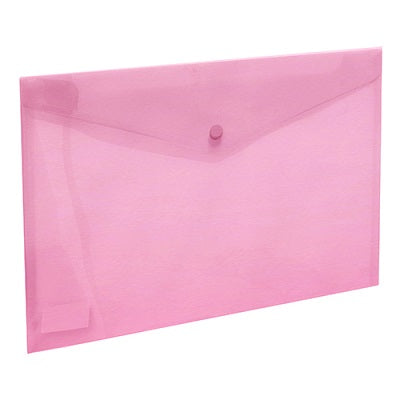Bolsa Tipo Envelope A4 Com Mola Rosa Translúcido
