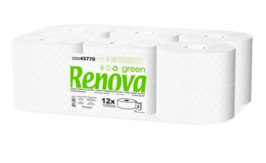 Papel Higiénico (Jumbo) 120mts 2Fls Renova Green 12un