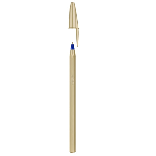 Esferográfica Bic Cristal Glacé Dourado Tinta Azul