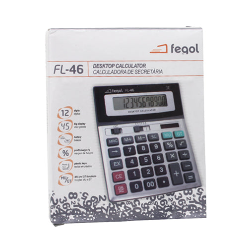 Calculadora Secretária Fegol FL 46 12 dígitos