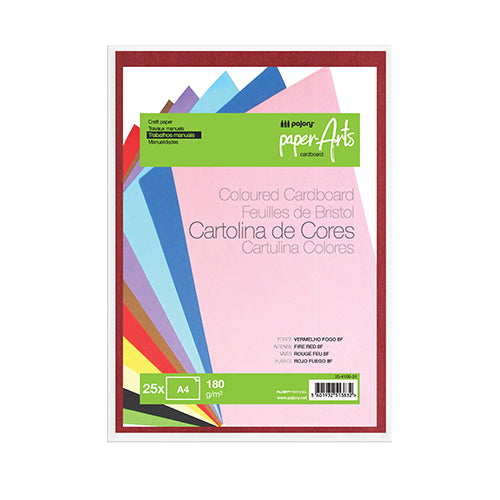 Pack 25 Cartolinas A4 180gr Vermelho Fogo