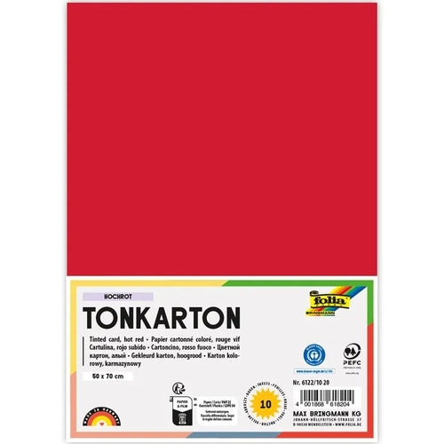 Cartolinas 50X70cm 220gr Vermelho 6122/10-20 Pack 10