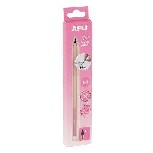 Lápis Infinito Apli HB + Recarga Nordik Rosa 19935