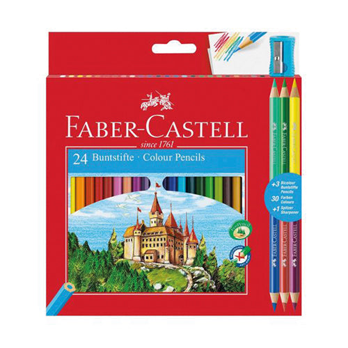 Lápis Cor Longos Faber Castell Cx 24 Cores + 3 Bicolor