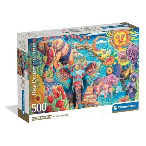 Puzzle Clementoni 500 Peças - HQC Elephants Carnival 35578