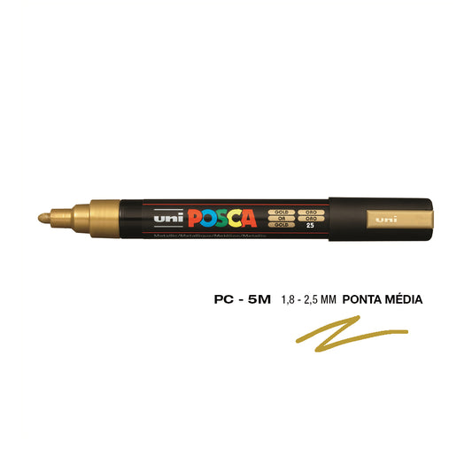 Marcador Permanente Uni Posca PC-5M Ouro (Médio 1.8-2.5mm)