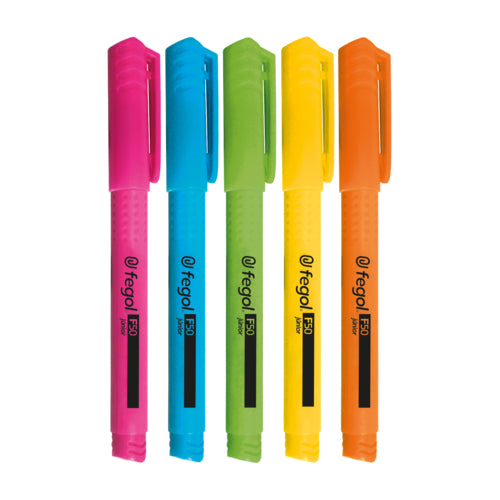 Marcador Fluorescente Fegol Junior F50 Pack 5 Cores