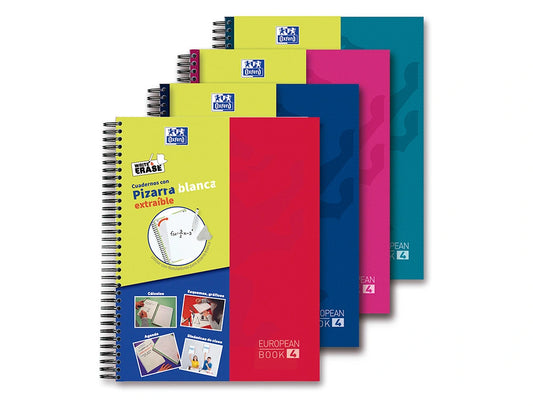 Caderno Espiral A4 Oxford Write&Erase 120fl Quad Vermelho