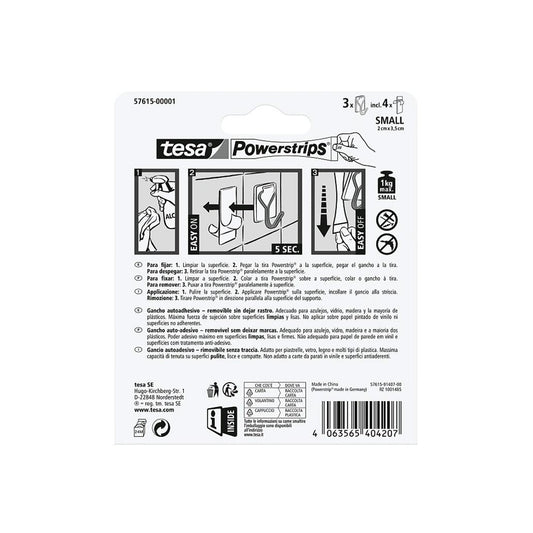 Gancho Adesivo Tesa Powerstrips 1Kg Branco 3un