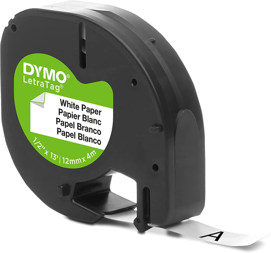 Fita Papel Dymo 12mmX4m Preto/ Branco (91200)