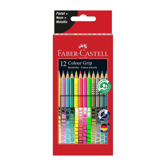 Lápis Cor 12un Cx Cartão Faber-Castell Grip Pastel/ Neon 18c