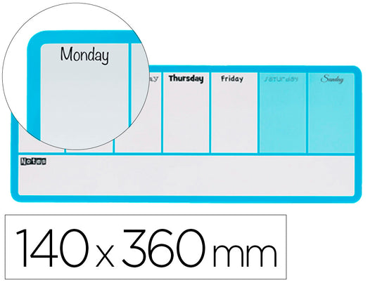 Planificador Semanal  Magnetico Azul 140x360 mm