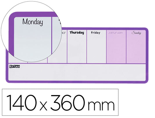 Planificador Semanal  Magnetico Violeta 140x360 mm