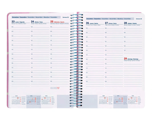 Agenda 2025 Semanal Espiral Classic Liderpapel A5 Rosa