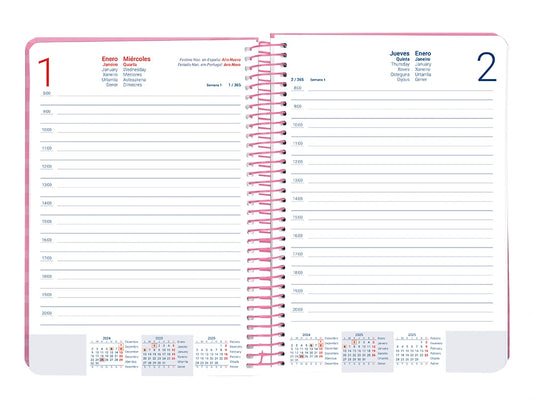 Agenda 2025 Diária Espiral A5 Syros Liderpapel Rosa