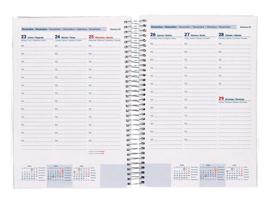 Agenda 2025 Semanal Espiral A4 Tinos Liderpapel