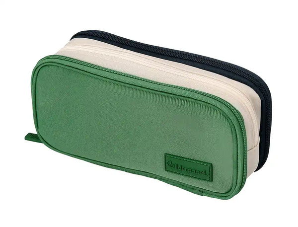 Estojo Escolar Funky 3 Fechos Verde/Branco/Azul