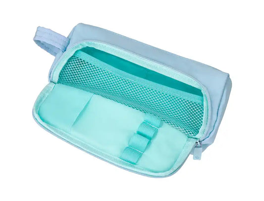 Estojo Escolar Minibag 2 Fechos Bolso Interior Azul Pastel