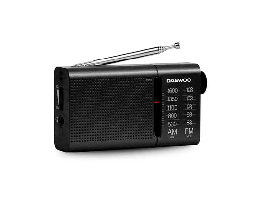 Rádio Pilhas Portátil AM/FM Antena Telescópica e Auriculares